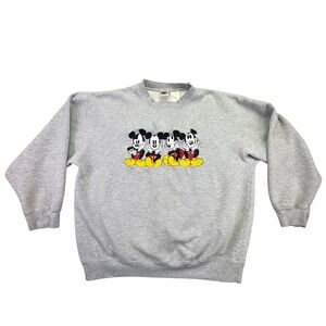 VINTAGE Disney Catalog 1990's Sweatshirt Men's Large Grey Mickey Mouse Crewneck